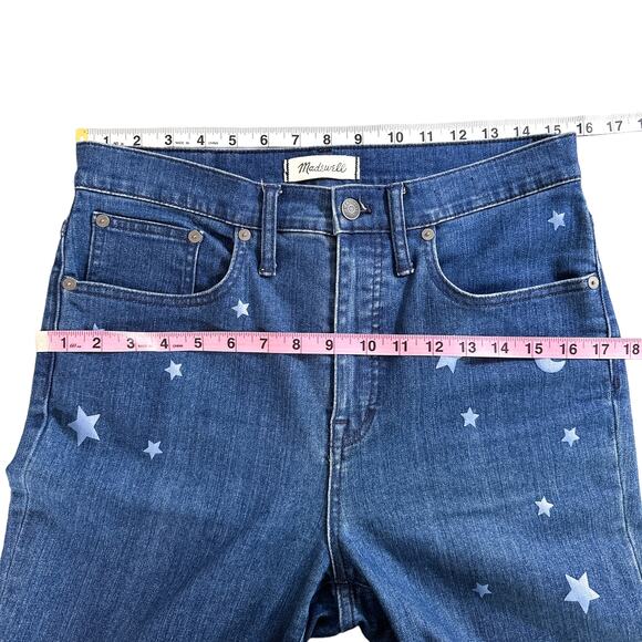Madewell Cali Demi-Boot Jeans Star Mini Flare High Rise Cropped Jeans Blue 28 - Picture 13 of 16